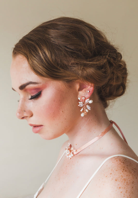 HORTENSE Bridal Wedding Earrings and Necklace Set
